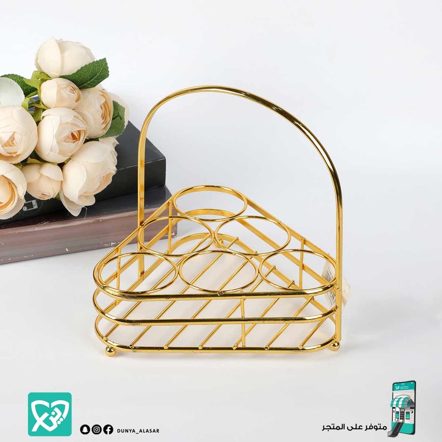 شيال كاسات استيل ذهبي  6فتحة