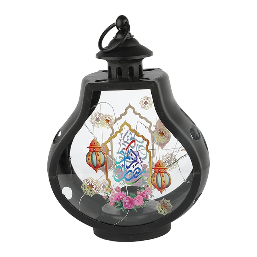 فانوس رمضان بطارية ارتفاع 24 سم لون اسود
