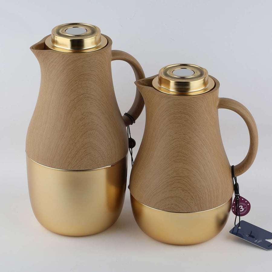 Mariana thermal set, wooden color with gold, 1+0.5 liter
