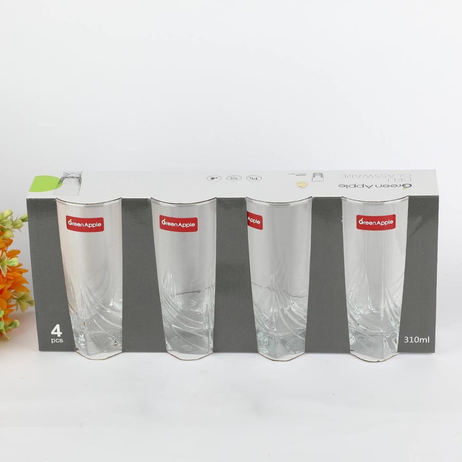 Set of 4 transparent glasses, 310 ml