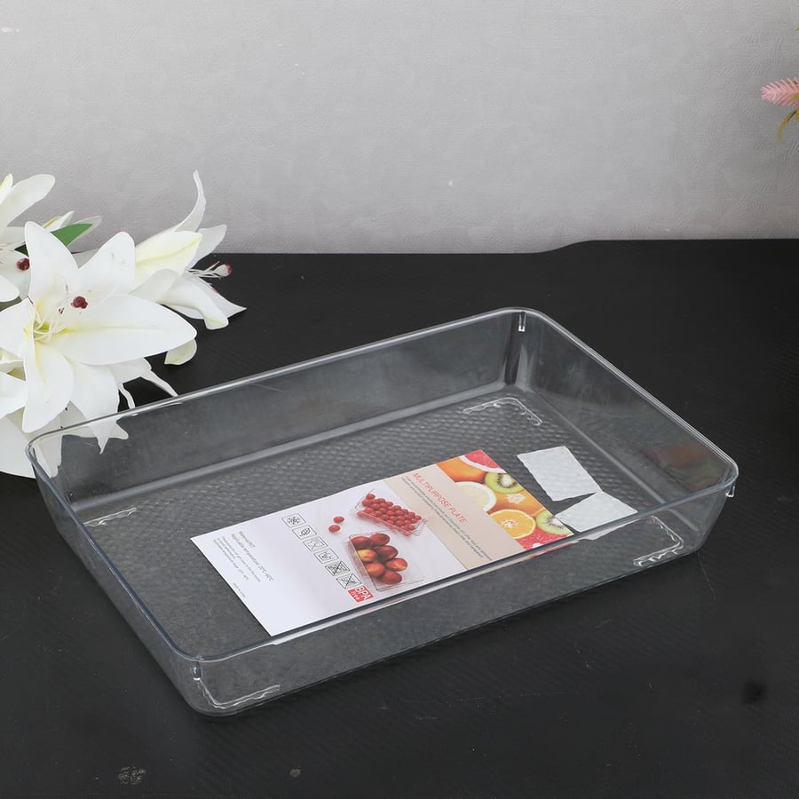 A transparent acrylic rectangular tray measuring 23*32 cm
