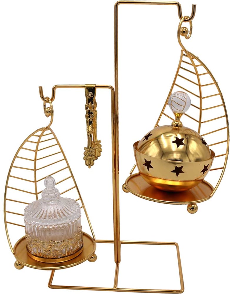 Gold incense holder 2 pieces with hanging