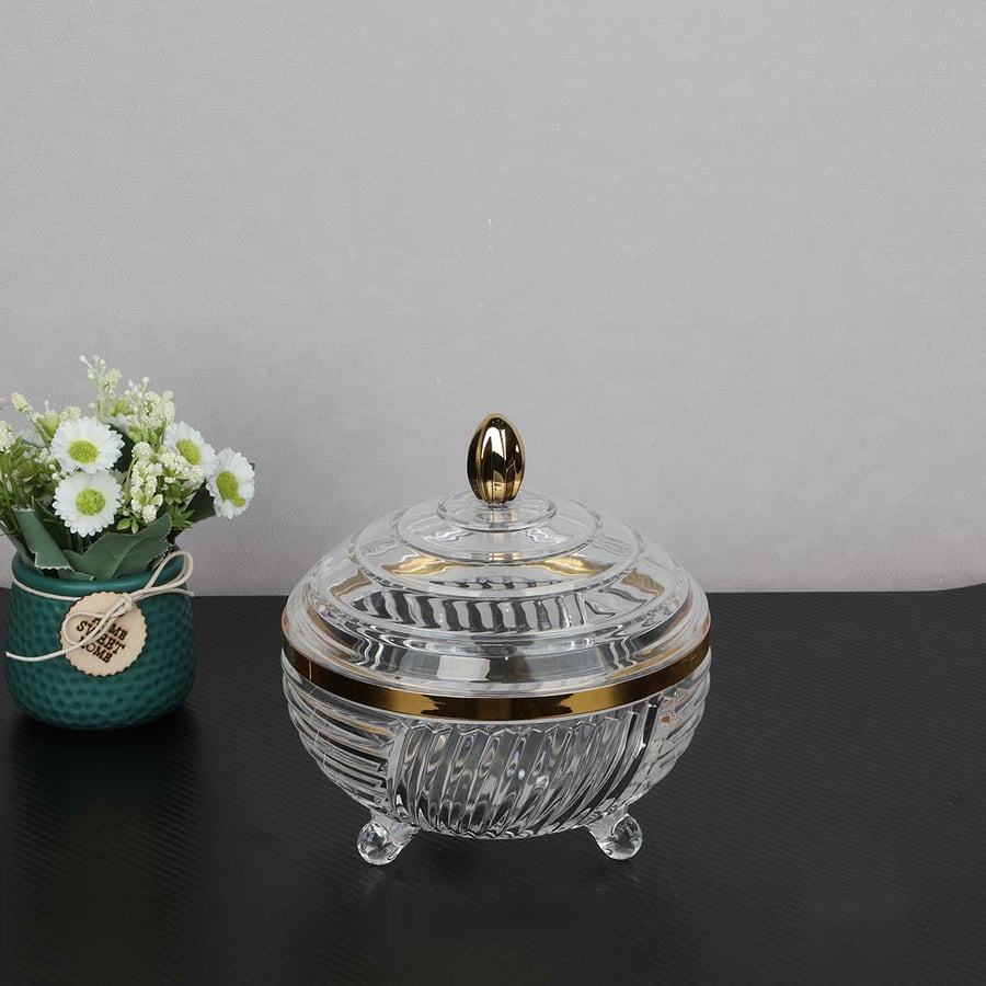 تمرية اكريلك بخط ذهبي بغطاء شفاف دائري مقاس 18سم