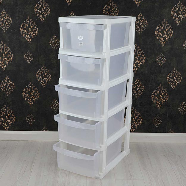 Plastic drawer/closet, 5 tiers, with wheels