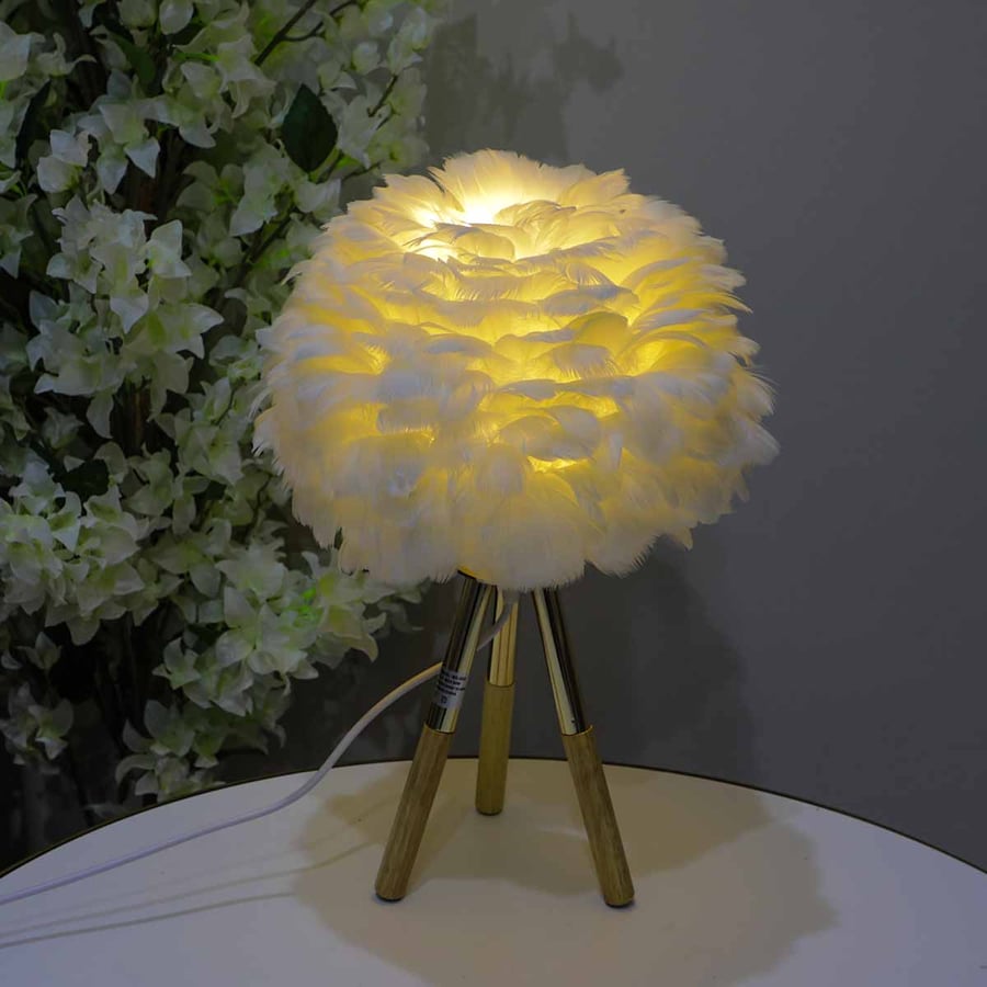Table lamp with feather design, 45 cm size, height