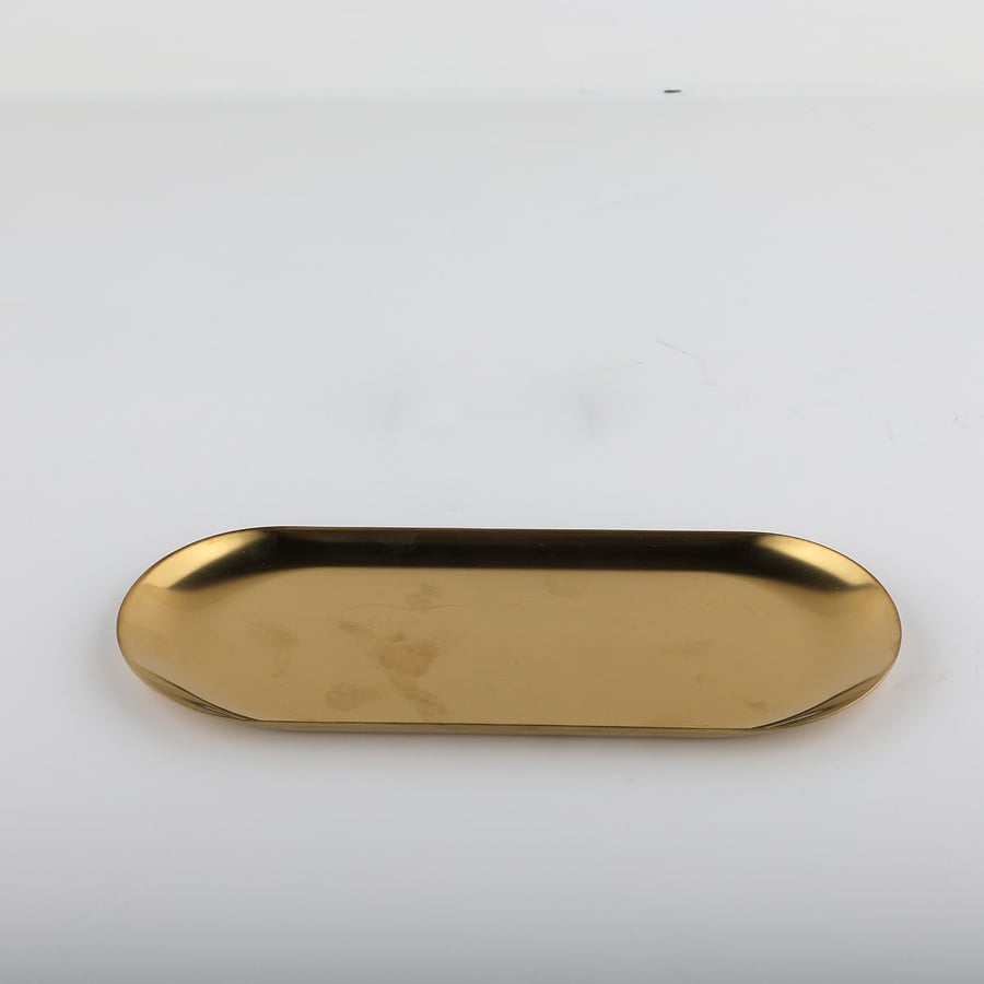 صحن حلا  مستطيل استيل ذهبي  مقاس23*10سم