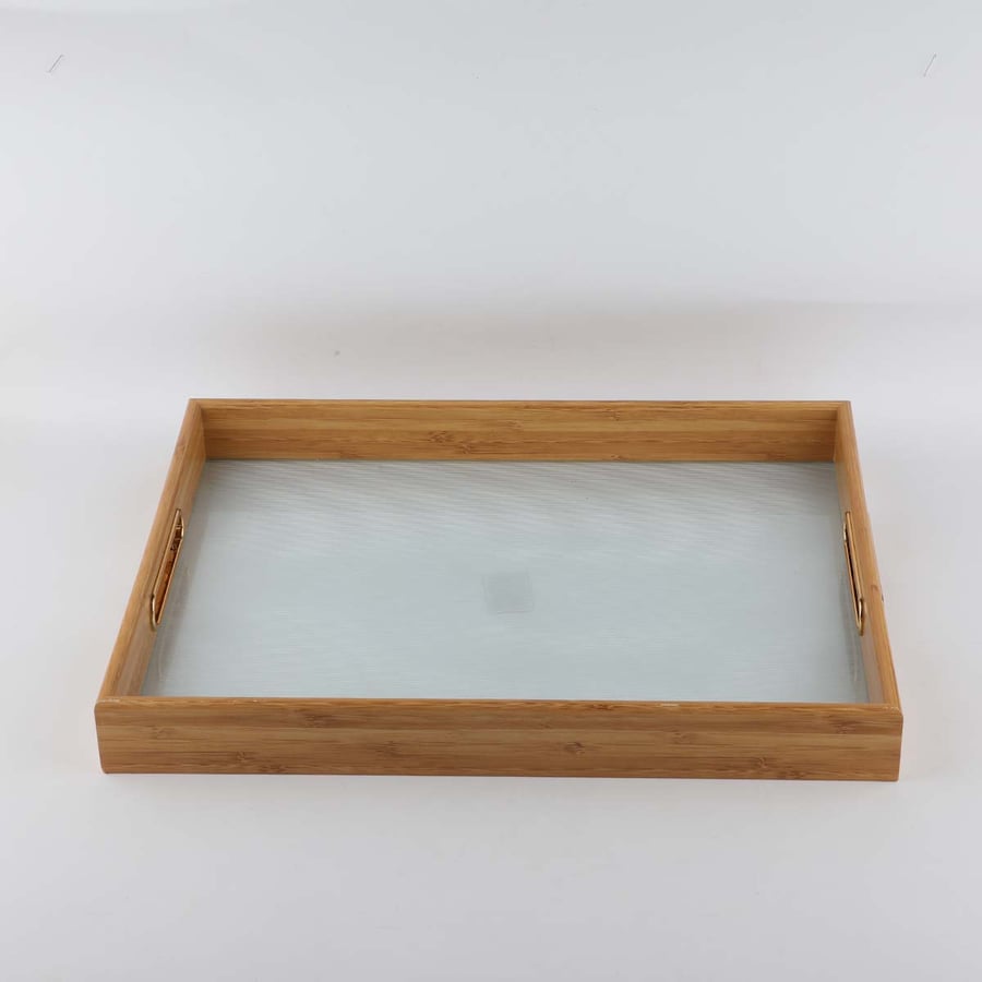طوفرية زجاج مستطيل بحواف خشب مقاس 40*30سم