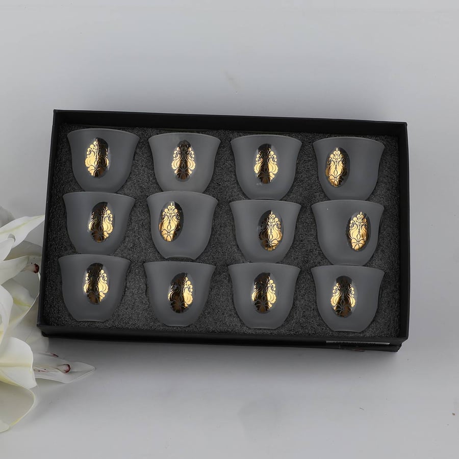 Glass coffee cup set 12 cups