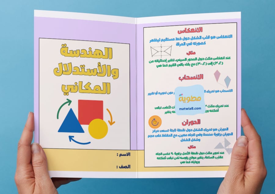 ‎مطوية الهندسة والاستدلال المكاني - ثاني متوسط.