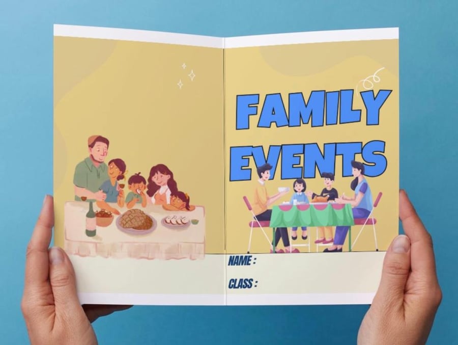 ‎مطوية Family events - vocabulary .