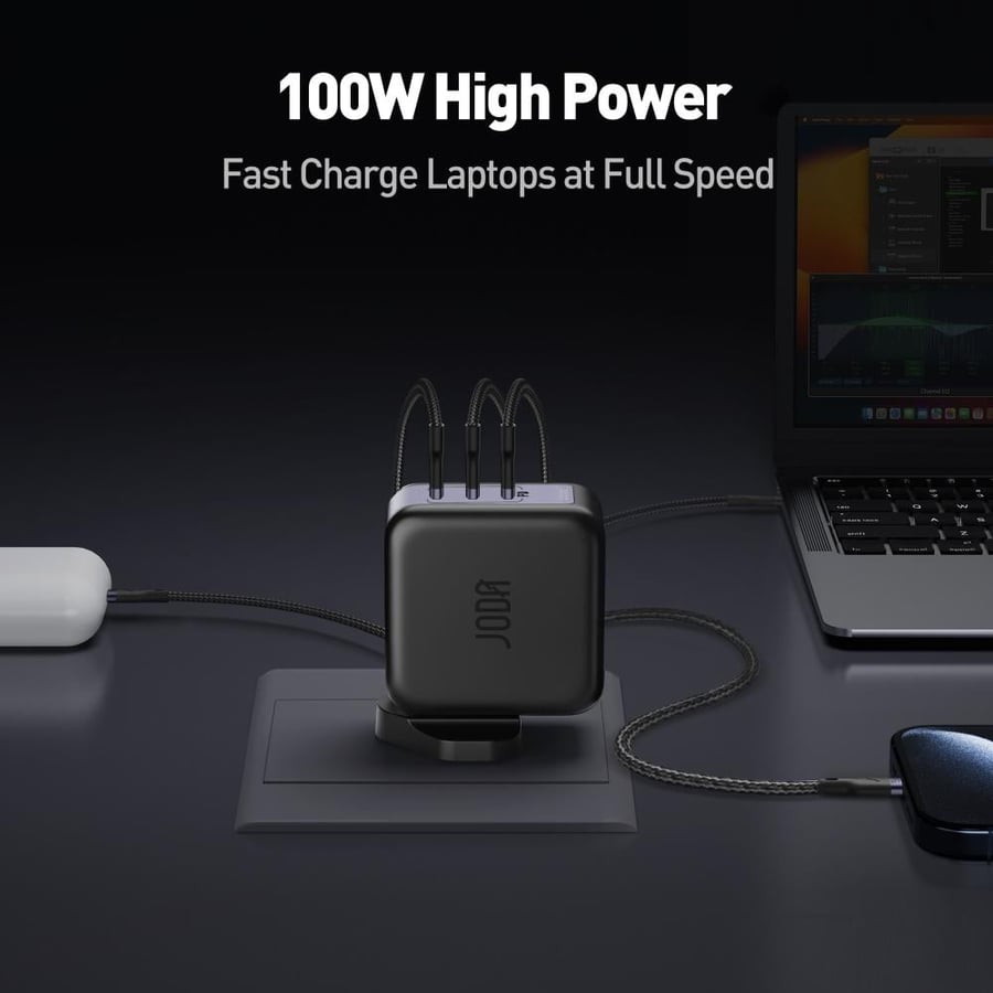 JODA DICE 100W | شاحن جداري من جودا بقوة 100W بـ 3 منافذ تايب سي