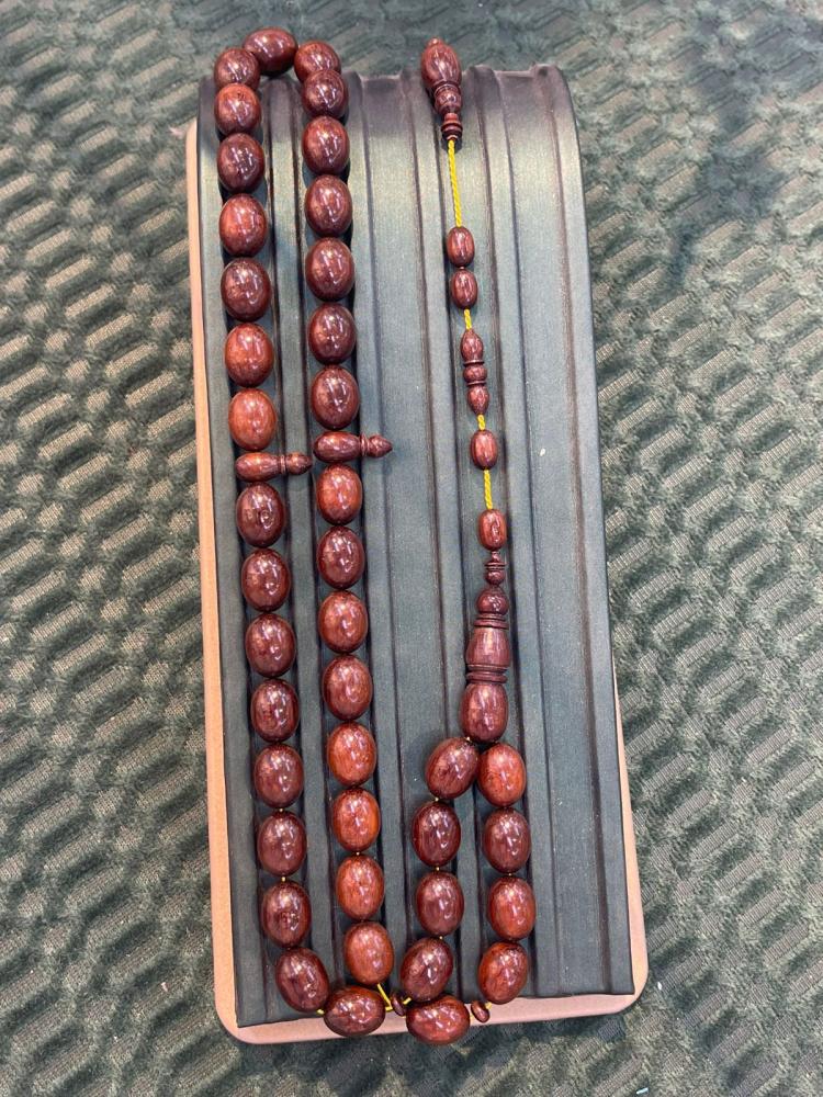 Wooden prayer beads Yalana agate
