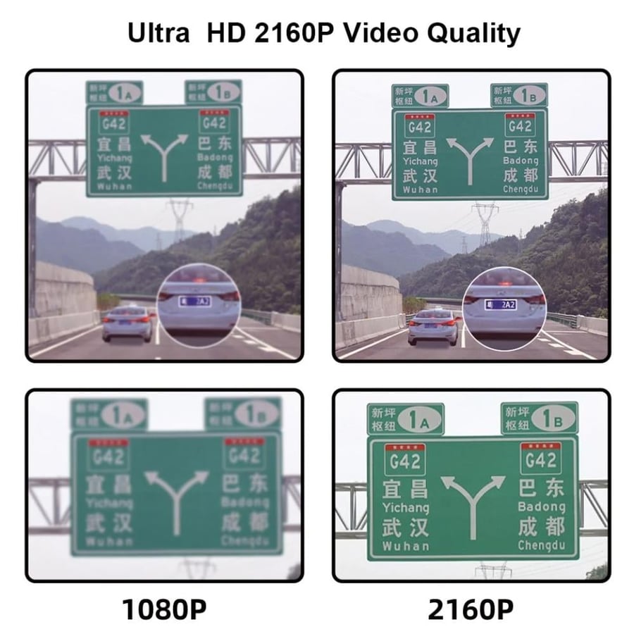 كاميرا سيارة 4K مع GPS وWiFi ورؤية ليلية وكاميرا خلفية