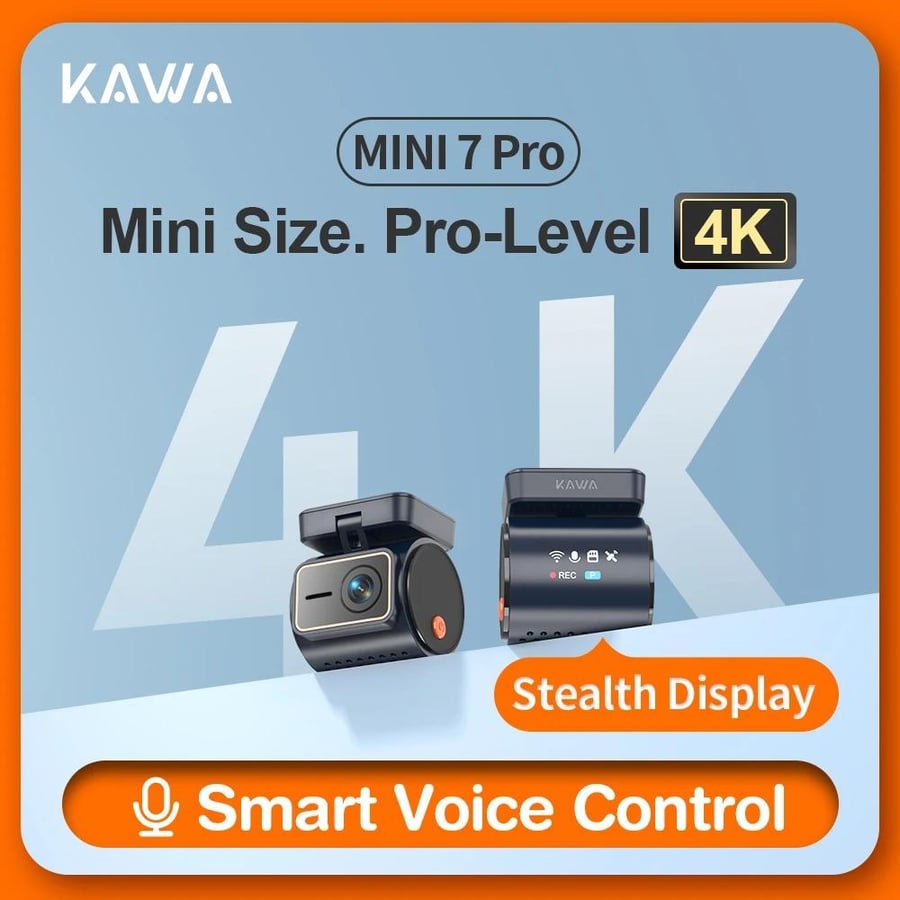 كاميرا داش كام KAWA 4K Mini 7 Pro مع GPS وWi-Fi 6