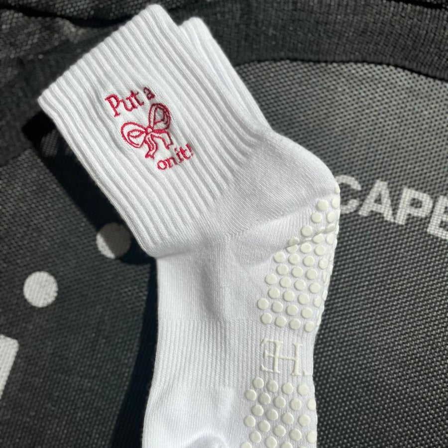 Red bow pilates socks