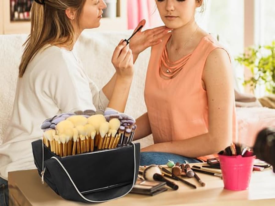 Portable foldable makeup brush organizer bag for professional artists (brushes not included) BZ241003-1