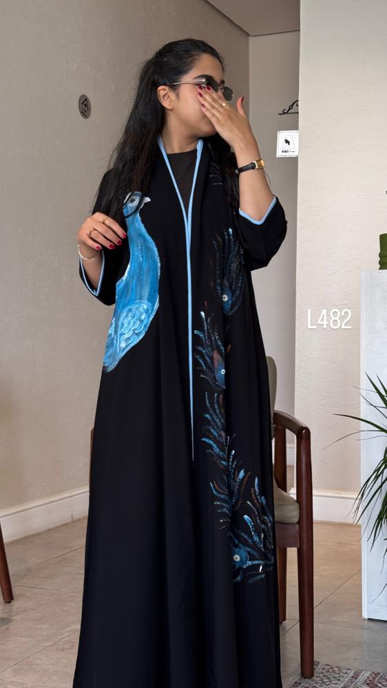 عباية كريب سبشل رسم يدوي وشك يدوي قصة عادية