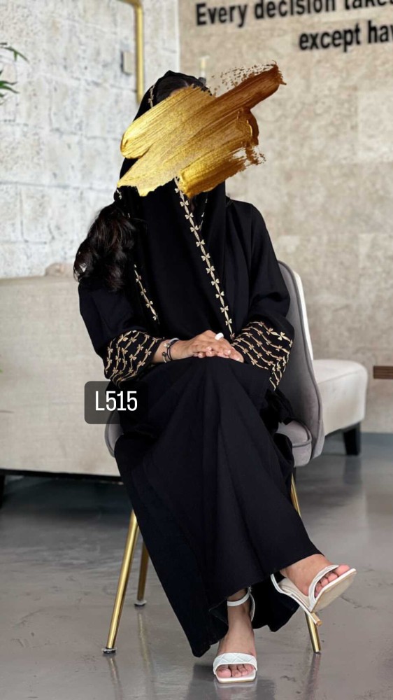 عباية كريب بلقيس تطريز يدوي قصة عادية ستريت
