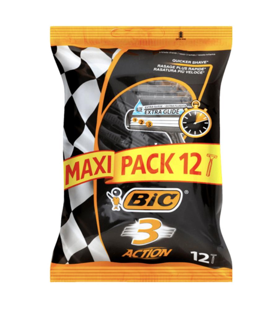 BIC 3 ACTION MAXI PACK 8+4=12 RAZORS (7654)