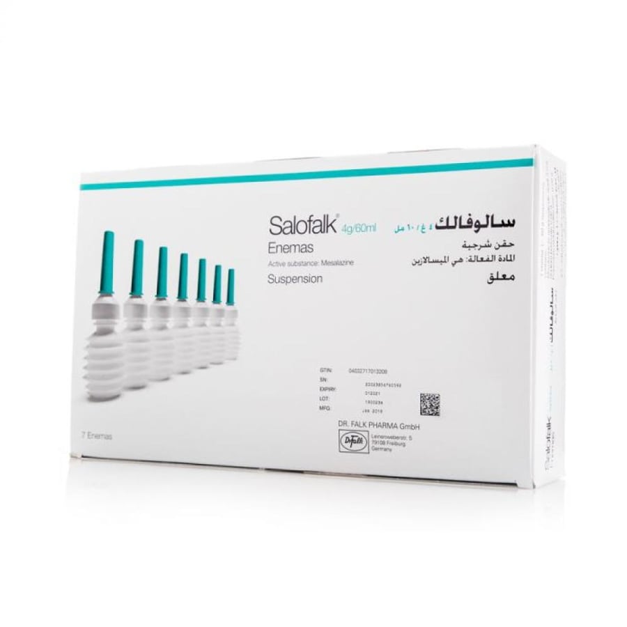 سالوفالك 4 جم/60 مل حقنة شرجية، دواء مضاد للالتهاب الجهاز الهضمي - 7 قطع
