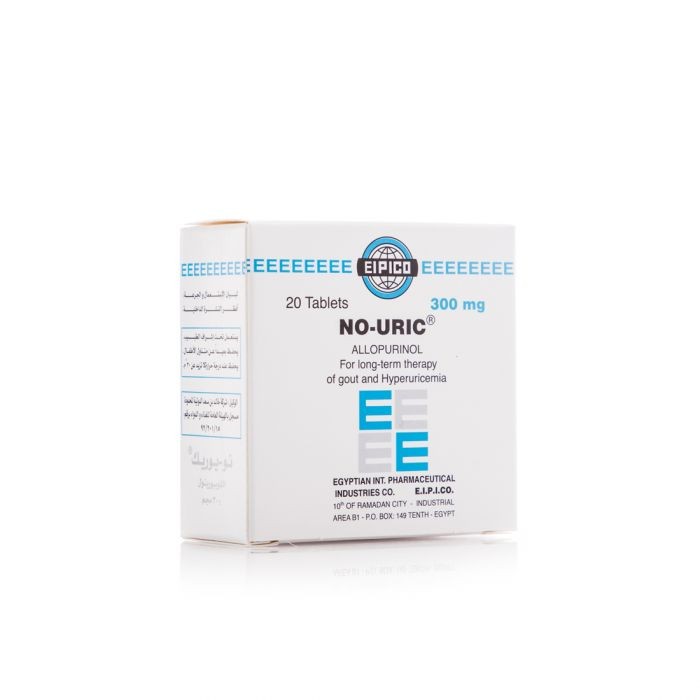No-Uric 300 mg, reduces uric acid levels in the blood, relieves gout complications - 20 tablets