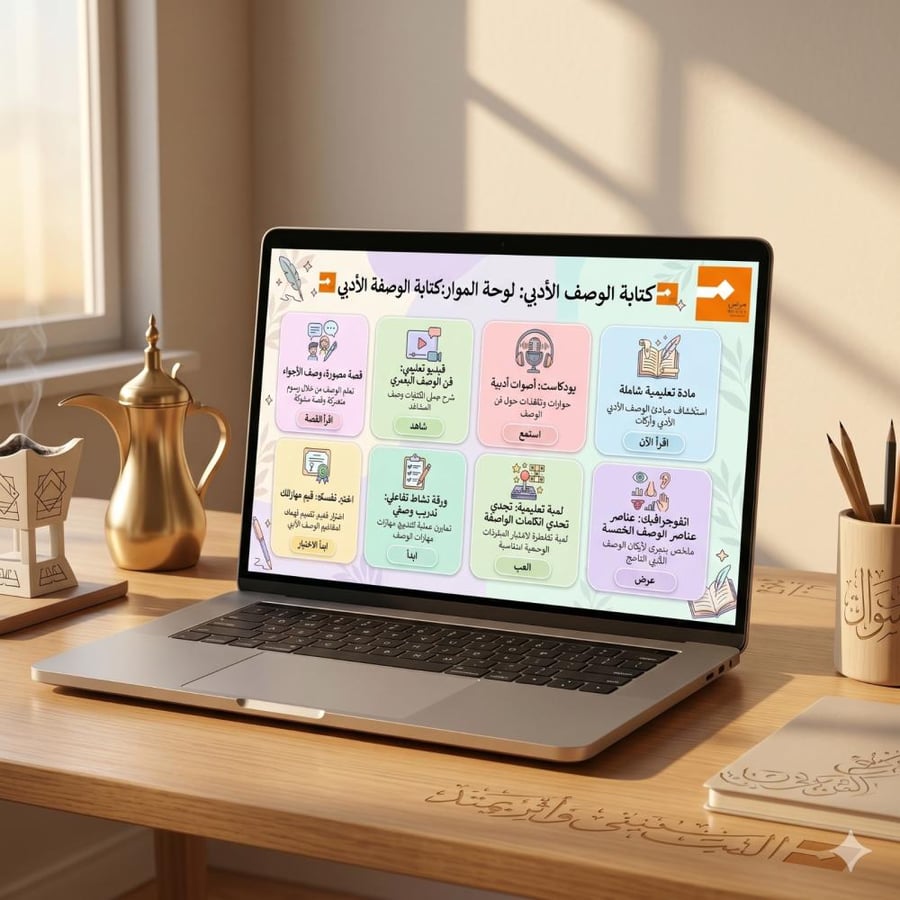 لوحة كتابة الوصف الأدبي التفاعلية