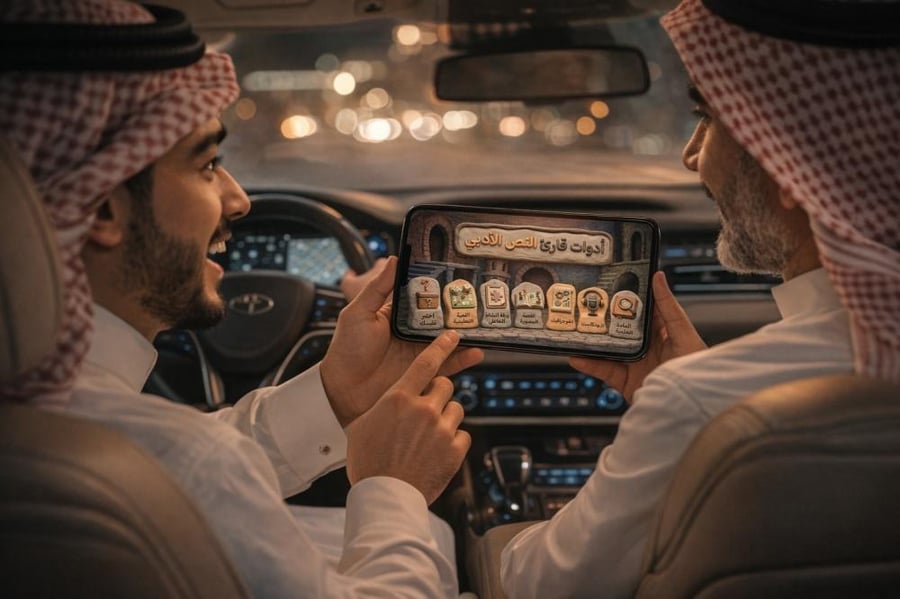 لوحة تفاعلية مبتكرة لدرس أدوات قارئ النص الأدبي