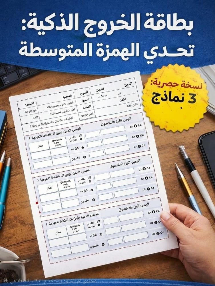 بطاقات خروج  (علاجية وبنائية) لدرس الهمزات
