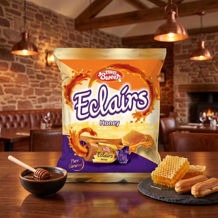 Elmas Sweet Eclairs Honey Cream Filled Soft Caramel Candy – 1kg | Selected by Redston Gourmet