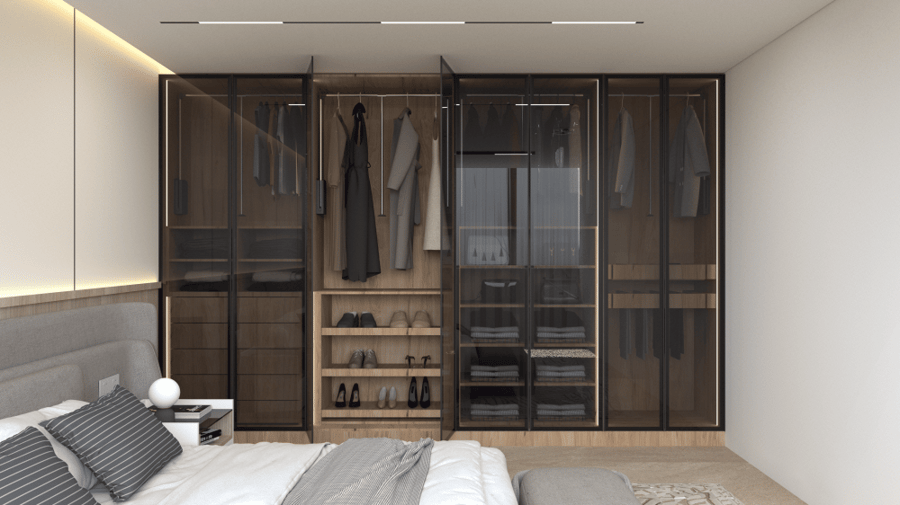 A wardrobe with an elegant design made of European wood, customizable according to your needs.