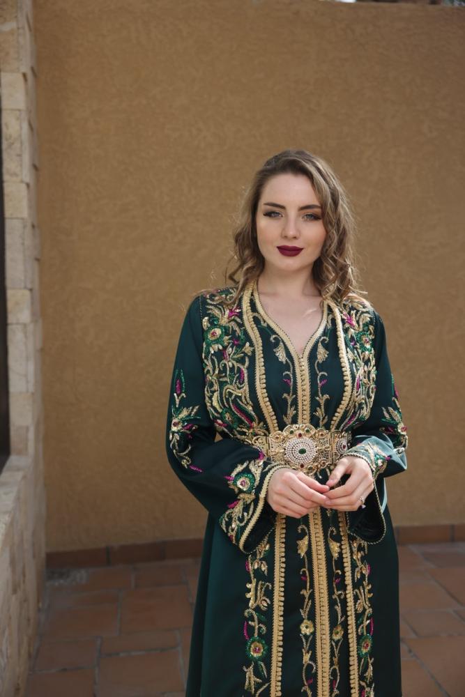 قفطان مغربي اخضر ملكي