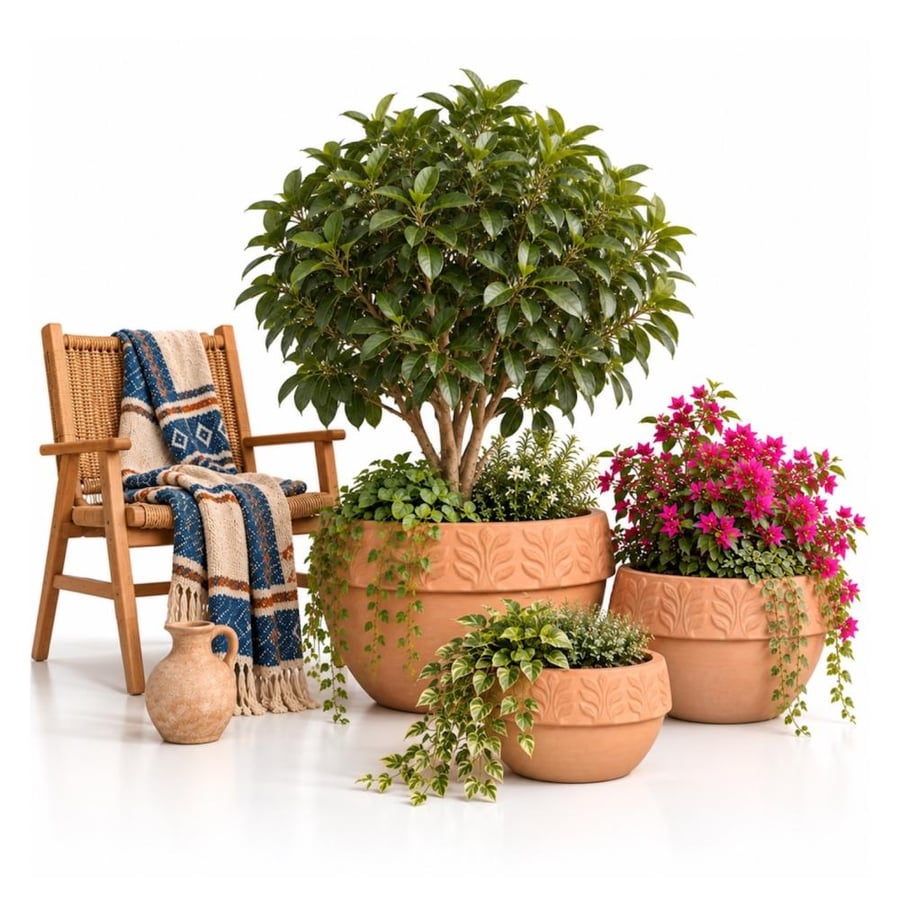 حوض فخار مزخرف دائري 3164