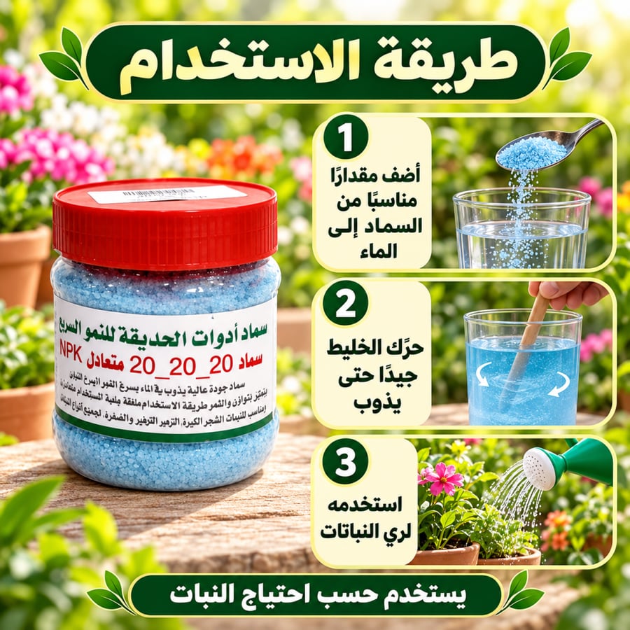 سماد NPK 20-20-20 متعادل للنباتات – 200 جم