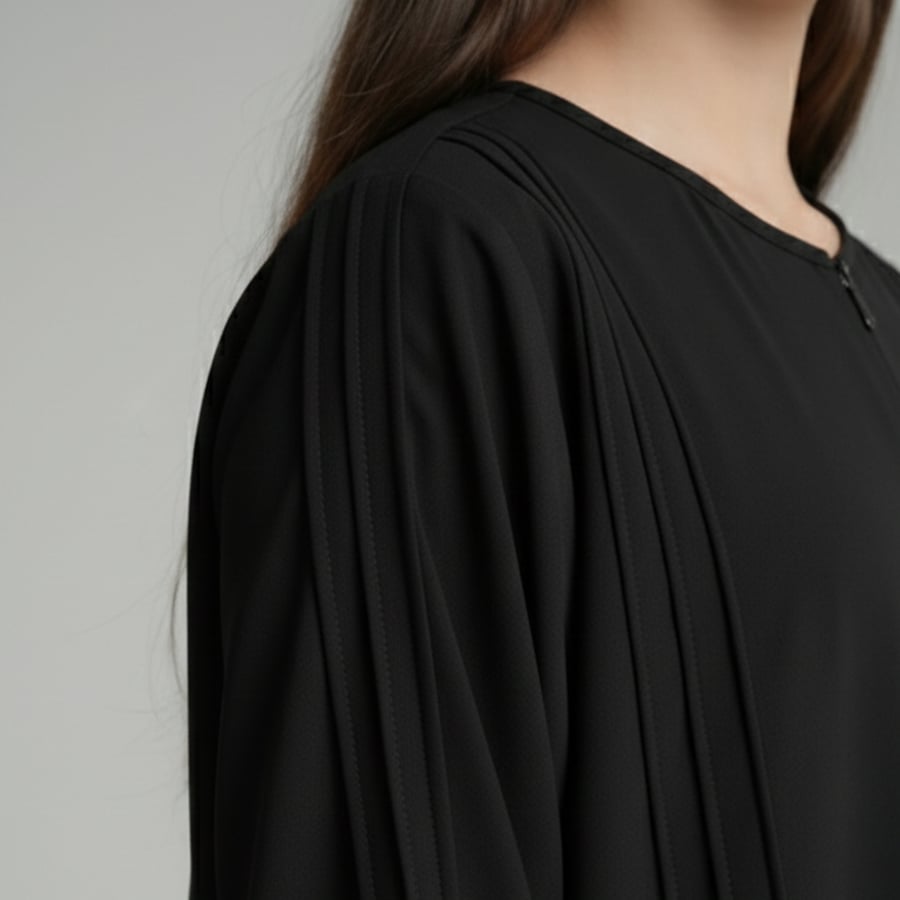 Black abaya quarter flared closed with hidden zipper