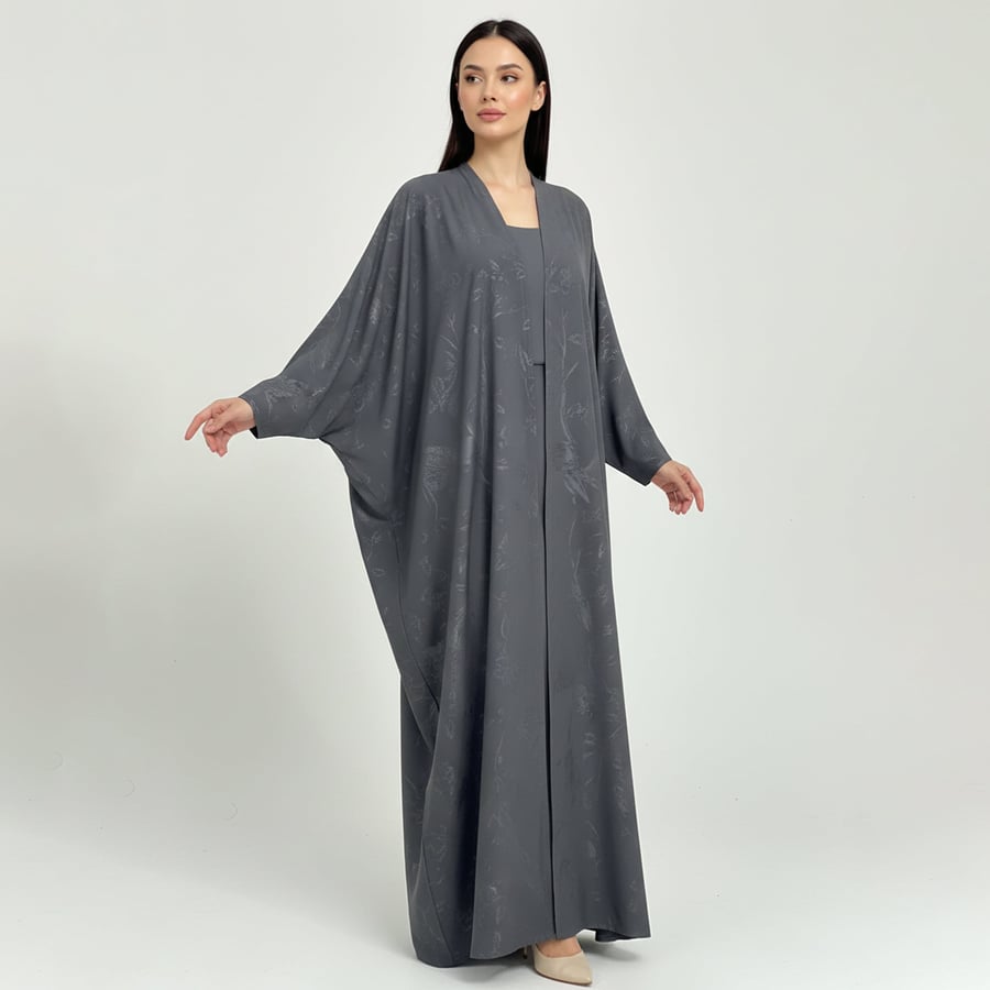 Naay abaya quarter bisht in gray color