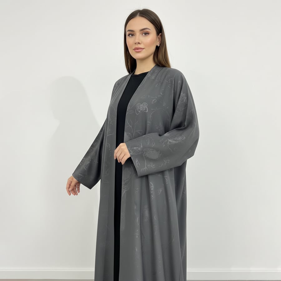 Naay abaya quarter bisht in gray color