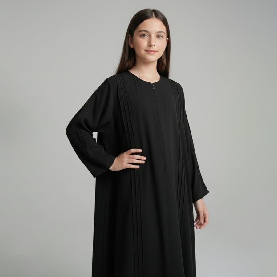 Black abaya quarter flared closed with hidden zipper