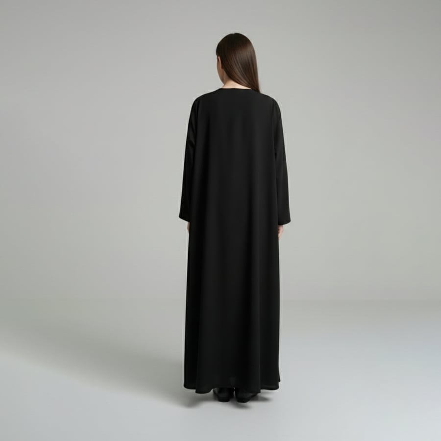 Black abaya quarter flared closed with hidden zipper