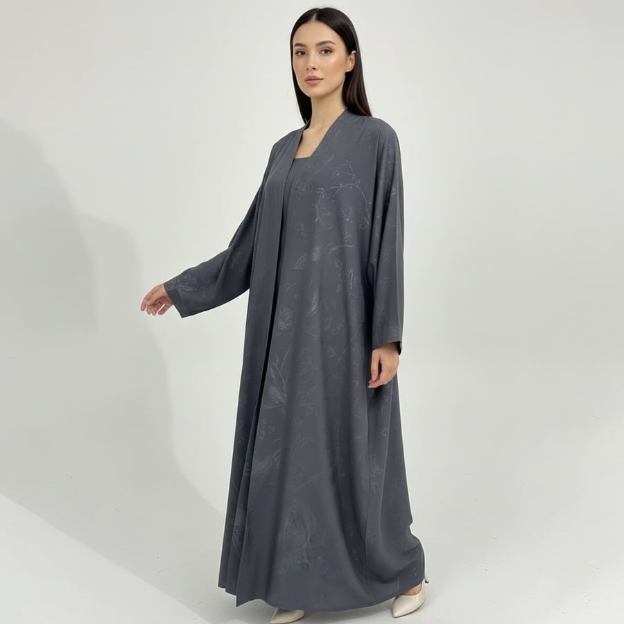 Naay abaya quarter bisht in gray color