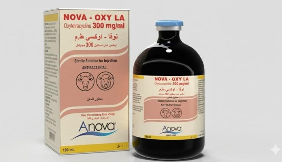نوفا اوكسي ال ايه | 100 مل | المضاد الحيوي الشامل للغنم والأبقار من شركة ANOVA