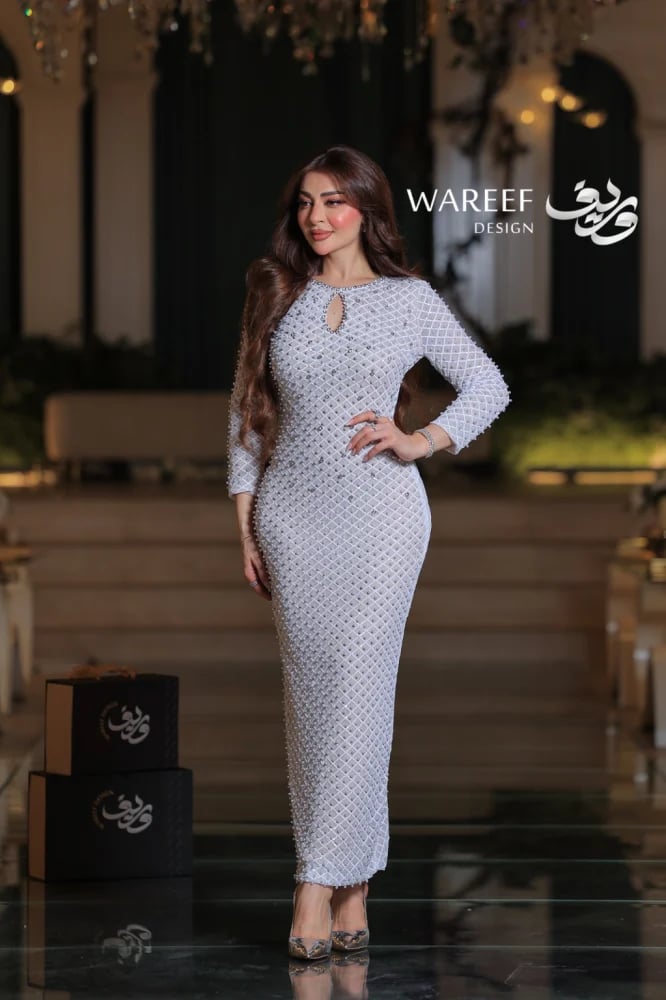 فستان سهرة ابيض فخم