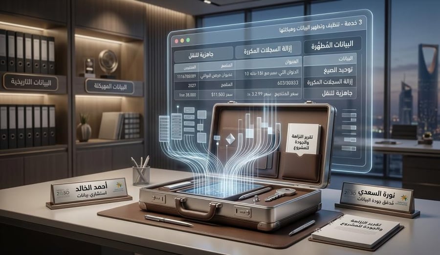 خدمة تنظيف وتطهير البيانات وهيكلتها (Data Cleansing & Normalization)