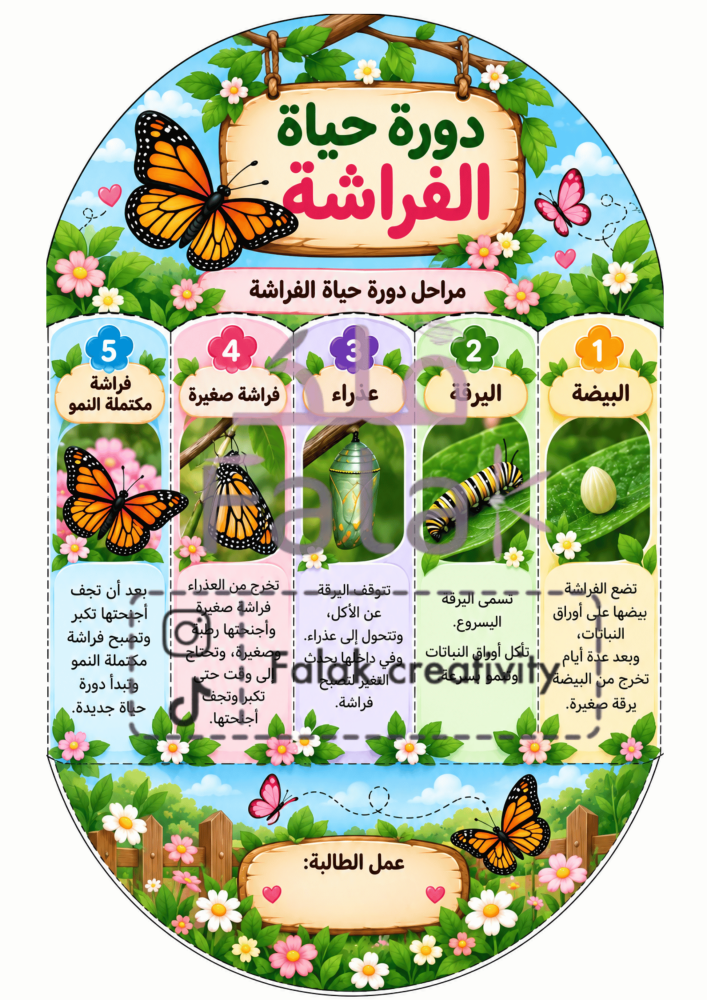 مطوية علوم (دورة حياة الفراشة)