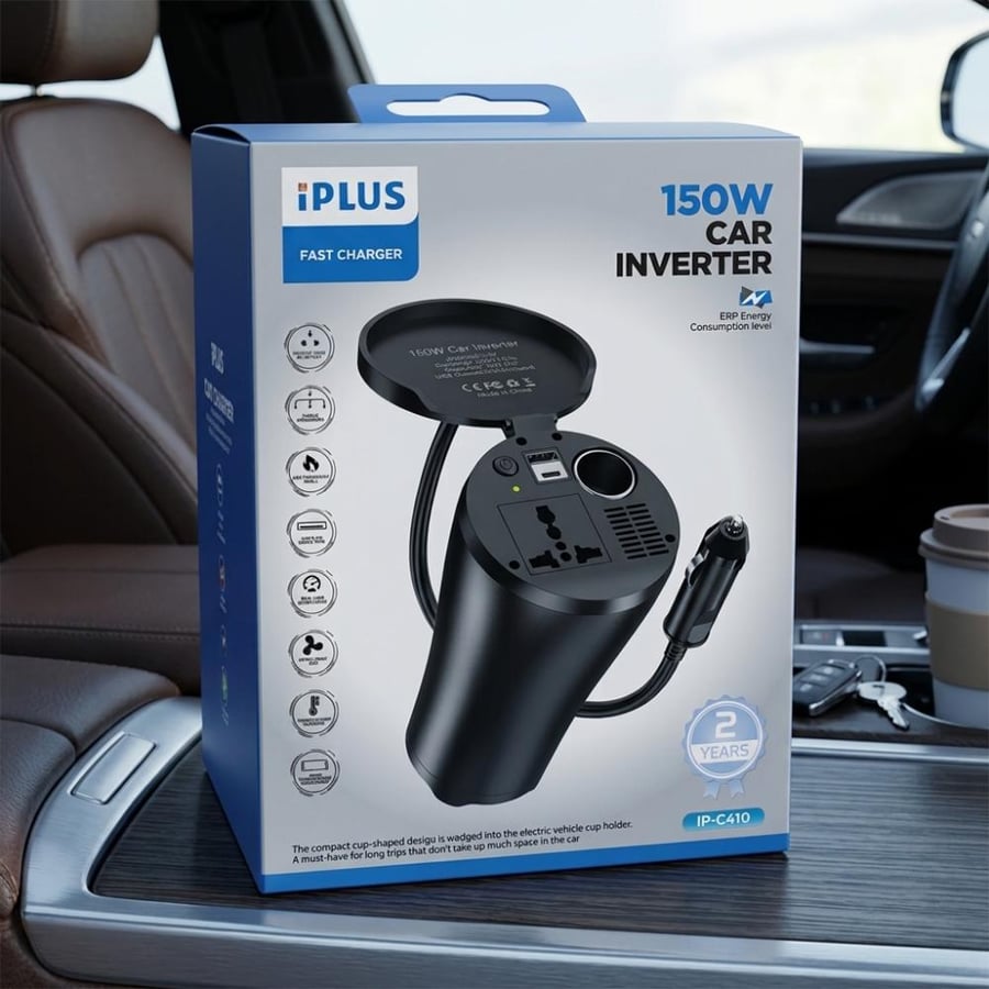 محول كهرباء للسيارة من iPLUS بقدرة 150 واط IP-410