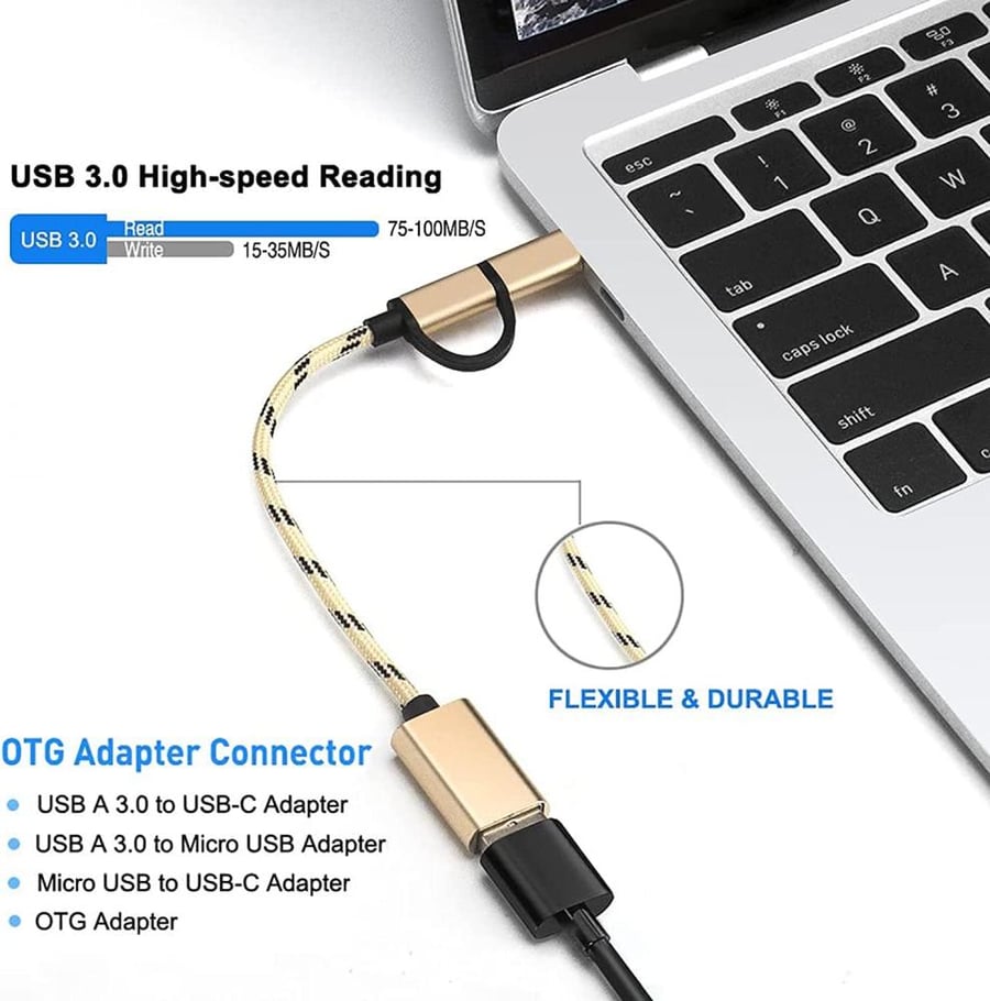 محول OTG شفاف USB-C إلى USB 3.0 سريع من OVAST OT-132