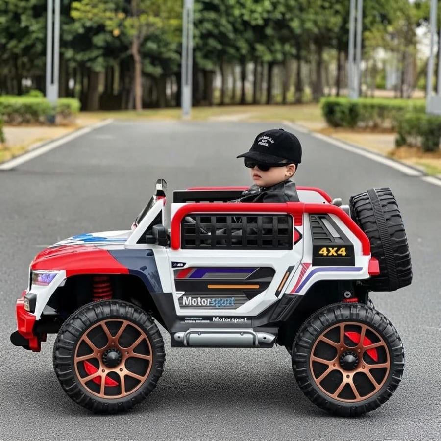 سيارة جيب فاخرة 4×4 كهربائية للأطفال | بطارية 12V | دفع رباعي 4 محركات | ريموت تحكم | نظام الإهتزاز | موسيقى AUX\USB | اضاءات LED | ابواب قابلة للفتح | الوان متعددة