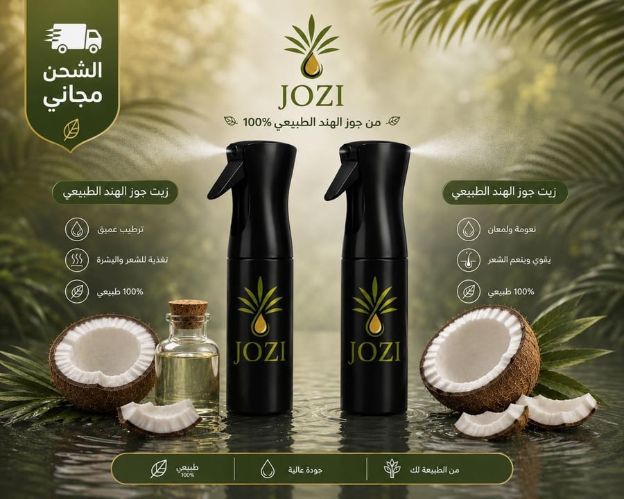 تشكيلة من رذاذ زيت اللوز الطبيعي وزيت جوز الهند الطبيعي
