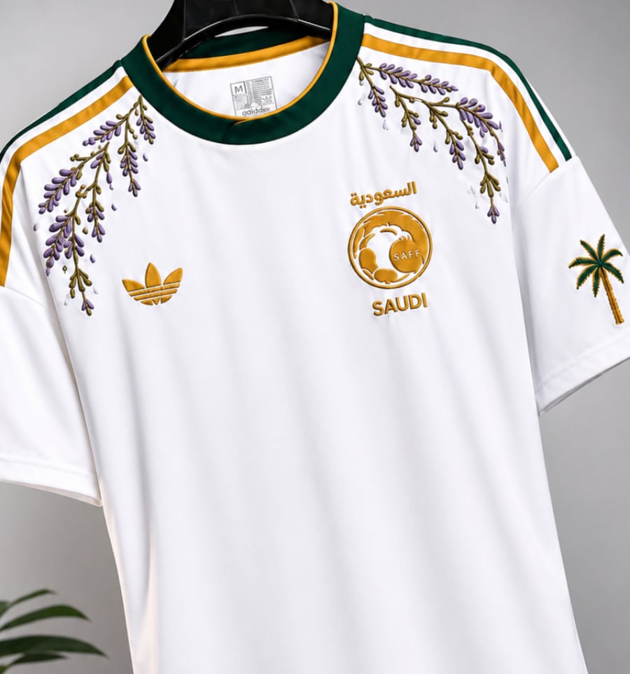 تيشيرت المنتخب السعودي الابيض نسخة الخزامي 2026