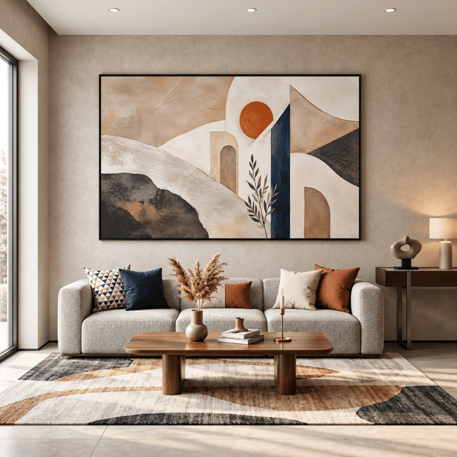 لوحة طباعة كانفس – سكون الجبال والبحيرة