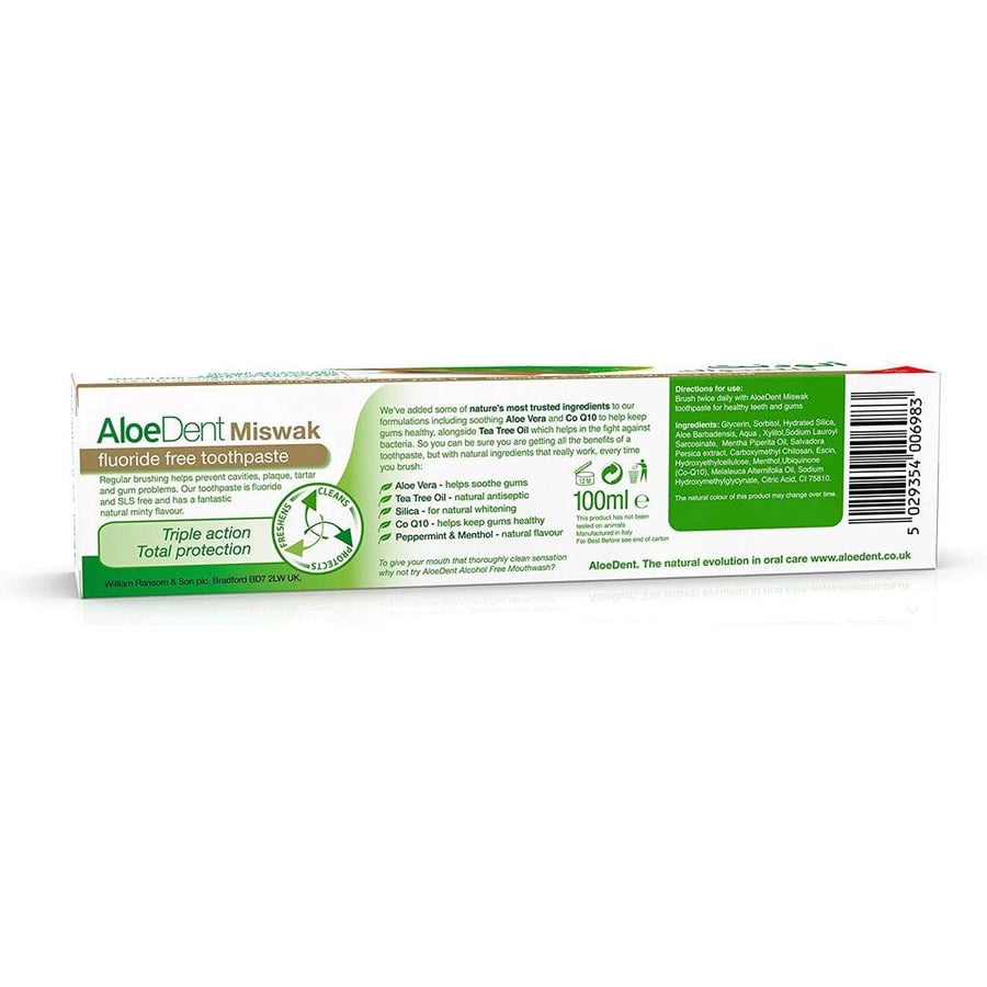الودنت معجون الاسنان 100 مل ثلاثي التاثير بالمسواك.  Aloedent Toothpaste Miswak - 100ml
